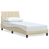 Vidaxl Posteljni okvir brez vzmetnice Hanko Cream 90x200 cm Tkanina
