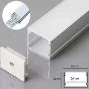V-TAC ALU profil NADGRADNI 2m za dvojni LED trak 30x20 – komplet