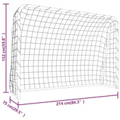 Vidaxl Nogometni gol z mrežo bel 214x75x152 cm jeklo in poliester