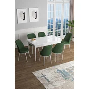 Hanah Home Set Trpezarijski sto i 6 stolica Han, Zeleno-beli