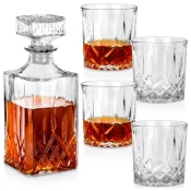 shumee Dekanter in kozarci za viski, stekleni 900 ml + 4x300 ml, 5 kosov.