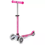 Djecji romobil Micro - Mini Deluxe, Flux LED, ružicasti