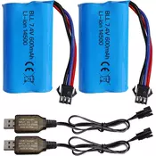 YUNIQUE GREEN-CLEAN 2 Li-ion bateriji 7,4V 600mAh 2S s SM-3P priključkom + USB kablom – združljivo z RC Car DE82, TK3086B, TK-3082B, G20601, Stunt Flip Car