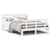Vidaxl Posteljni okvir z vzglavjem brez vzmetnice bel 120x200 cm