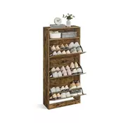 Songmics omara za čevlje 3 predali 24x60x130 cm rjava