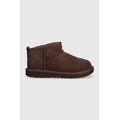 Otroške snežke iz semiša UGG KIDS CLASSIC ULTRA MINI rjava barva