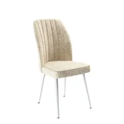 Hanah Home set trpezarijskih stolica Platinum 4 kom, krem tkanina Jerry, bele metalne noge
