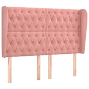 Vidaxl Vzglavje z ušesi roza 147x23x118/128 cm žamet