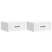 vidaXL Stenski nočni omarici s predalom 2 pcs Bela 49 x 34,5 x 20 cm