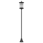 OUTSUNNY Vrtna in potna svetilka 6 ur avtonomije s sidranjem v tla, solarna svetilka iz ABS in polikarbonata, nepremočljiva IP44, za teraso, vrt, poti, 23.5x23.5x184 cm, črna