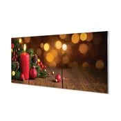 tulup.si Slika na akrilnem steklu Sveča vejice baubles table 100x50 cm 4 obešalnika