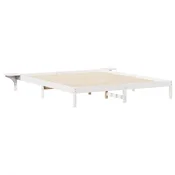 Vidaxl Posteljni okvir s stranskimi omaricami Bela 200 x 210 cm