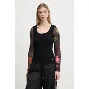 Majica z dolgimi rokavi Desigual FLINT ženska, črna barva, 25SWTK93