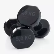 DOMYOS Crne bučice za fitnes od  5 kg, dve, liveno gvožđe 2*5kg