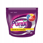 Purox TriCaps gel kapsule za barvno perilo 58 kosov x 13 gramov doypack