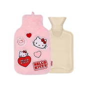 HELLO KITTY Hello Kitty svetlo roza termofor z mehko prevleko, krznen, velik, naravni kavč 1,75 l