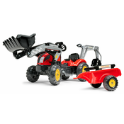 Pohodni traktor Falk Vintage 2058N z žlico, bagrom in prikolico, rdeč