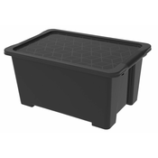 Sjajna crna plasticna kutija za pohranu s poklopcem Evo Easy - Rotho