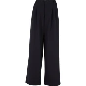 Womens trousers with ultra-wide pleated front black
