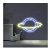 LED neonska zidna dekoracija PLANET LED/3W/3xAA USB plava/žuta