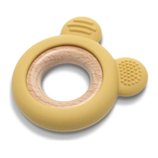 Silikonska grickalica s bukvom Lorelli Premium - Medo, Yellow