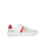 Superge Calvin Klein Mixed Texture Lace Up Cupsole Trainers YM0YM01395 Bela