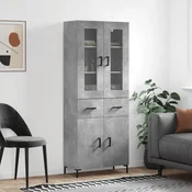 Greatstore Visoka komoda betonsko siva 69,5x34x180 cm inženirski les