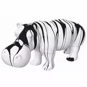Casa Padrino XXL Decorative Hippo Sculpture White/Black 175 cm - Life Size Garden Figure