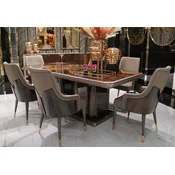 Casa Padrino luxury dining room set dark brown/gray/copper - 1 Luxury Dining Table & 6 Luxury Dining Chairs - Dining room furniture - Luxury furniture - Luxury dining room furnishings