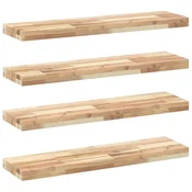 Vidaxl Viseče police 4 kosi 100x20x4 cm neobdelan masiven les akacije