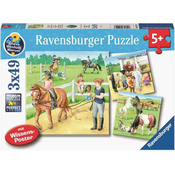 RAVENSBURGER sestavljanka 3x49 delna Jahalna šola, konjušnica, pašnik 05129