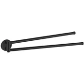 Nastavljivo dvojno držalo za brisače SAMBA, 450 mm, črno - Črna - 470x52x33 mm - Aqualine - SAMBA - 24 - Zlitina - 450 - Držalo za brisače: vrtljivo - Krožni - 470 - 52 - 33 - 14