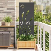 vidaXL Zaslon za zasebnost v vrtu Črna 50 x 140 cm Mnogi jeklo