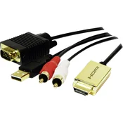 LogiLink LogiLink adapter [1x Moški konektor HDMI - 1x Moški konektor VGA, Moški cinch konektor] Zlata, Črna