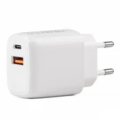 Stenski polnilec USB + USB-C 20W QC 230V