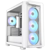 ASUS A23 PLUS microATX računalniško ohišje, kaljeno steklo, štirje 120mm ARGB ventilatorji, podpora za BTF osnovne plošče, belo