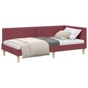 Vidaxl Kotna postelja z vzglavjem Vinorodna rdeča 100 cm x 200 cm
