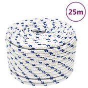 Vidaxl Vrv za čoln bela 14 mm 25 m polipropilen