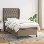 Greatstore Box spring postelja z vzmetnico taupe 100x200 cm blago