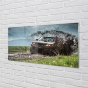 tulup.si Zidna obloga za kuhinju Auto field gore oblaki 125x50 cm