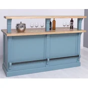 Casa Padrino country style bar counter light blue/natural 180 x 68 x H. 120 cm - Solid wood counter table - Solid wood bar furniture - Bar furniture country style - Country style furnishings