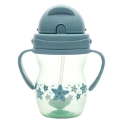 Šalica s ručkama i slamkom Lorelli Baby Care - 275 ml, Blue/Green