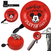 Disney DISNEY Mickey Mouse Rdeča kovinska kolesarska zvonec za krmilo, RETRO XL