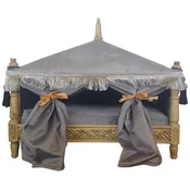 Casa Padrino baroque dog bed gray/natural - Handmade antique style dog bed - Magnificent dog furniture in baroque style - Antique style pet furniture - Baroque pet furniture