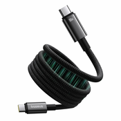 Kabel za punjenje i prijenos podataka Baseus Tungsten Gold pleteni USB-C u USB-C kabel s magnetnim zamatanjem 100W - 1m - crni