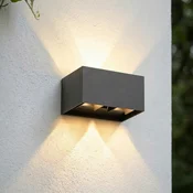 Lindby LED zunanja stenska svetilka Nivar, kvadratna, črna, 20 cm, IP54 - Sodobni - Aluminij