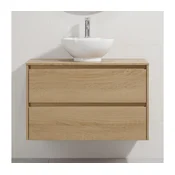 Kopalniška omarica z umivalnikom TRONDHEIM/DRAMMEN 90x57x46 cm hrast/bela