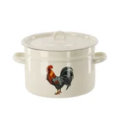 Emajlirani lonec z motivom petelina kremni 9l 26cm 81319