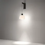 Bover LED stenska svetilka Drep A/01, opalno bela, steklo, 2700 K - Dnevna soba/jedilnica - Dizajn - črna, opalno bela