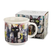 400 ml porcelanasta skodelica z motivom mačke za kavo in čaj